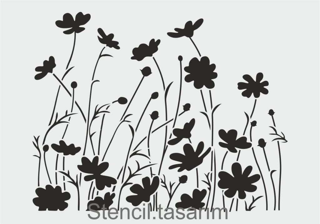 Çiçek Desen Stencil Şablon (25x35) F-152