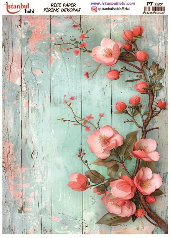Pirinç Dekopaj Kağıdı 30x42cm PT-127 Çiçekler