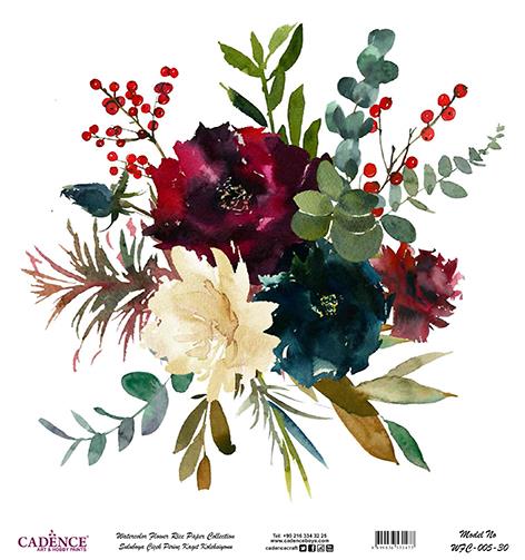 Sulu Boya Çiçek Pirinç Dekopaj Kağıdı - WFC-005