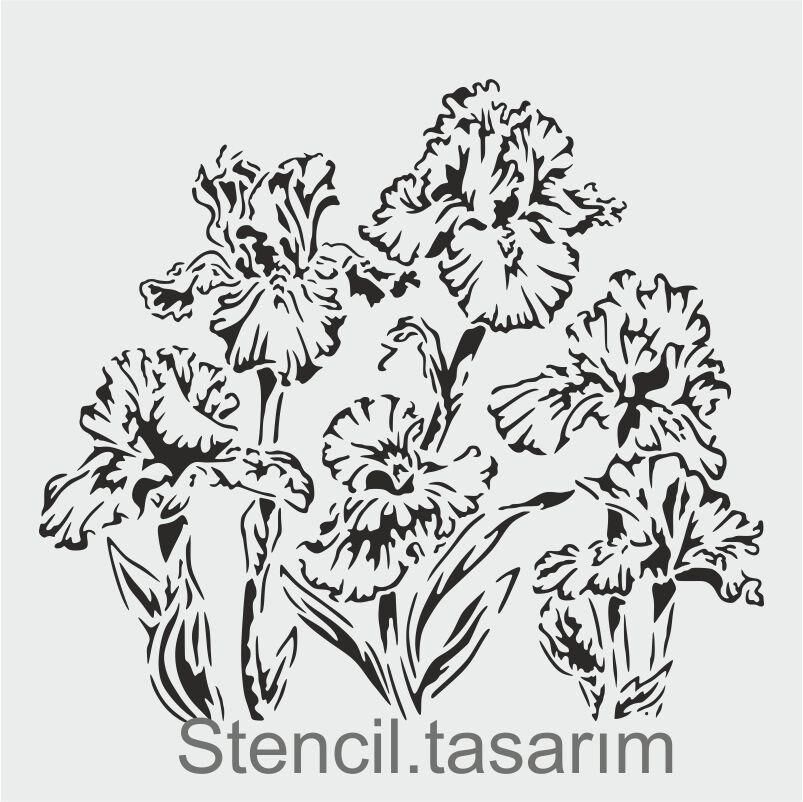 Çiçek Desen Stencil Şablon (25x25) F-155