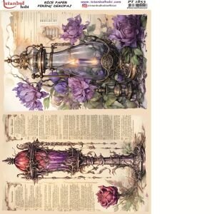 Pirinç Dekopaj Kağıdı 30x42cm PT-1853 Yazı ve Çiçekler
