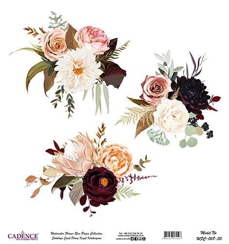 Sulu Boya Çiçek Pirinç Dekopaj Kağıdı - WFC-008