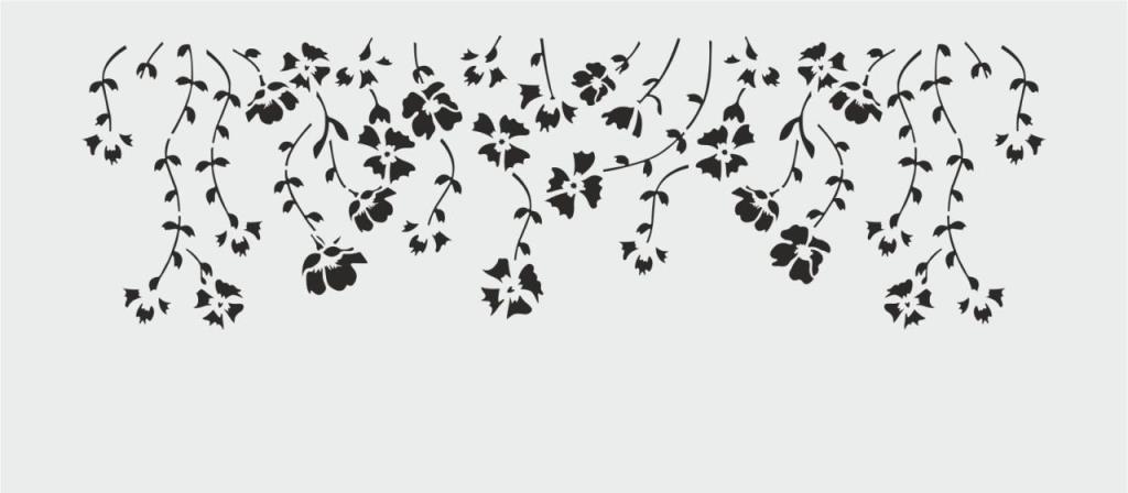 Çiçek Desen Stencil Şablon (15x30) F-157