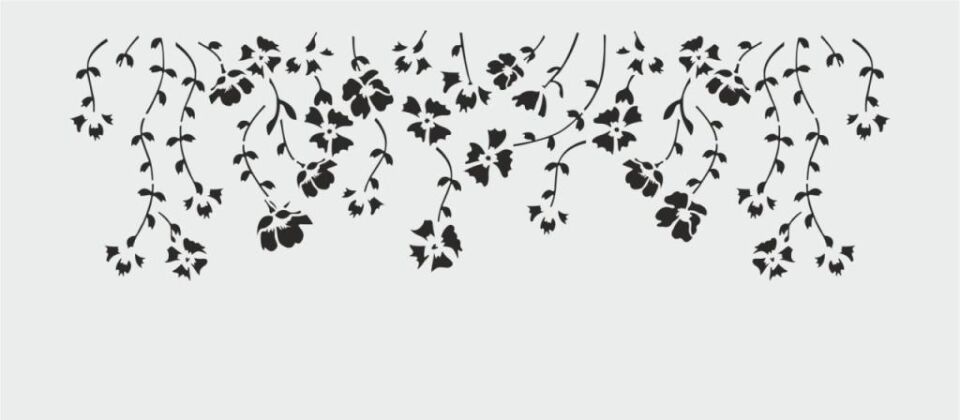 Çiçek Desen Stencil Şablon (15x30) F-157