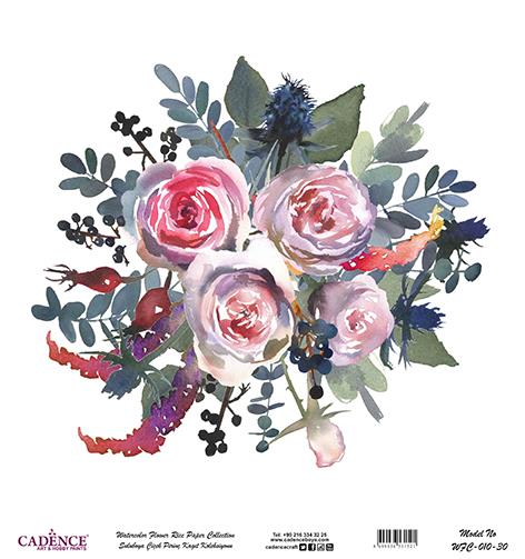 Sulu Boya Çiçek Pirinç Dekopaj Kağıdı - WFC-010
