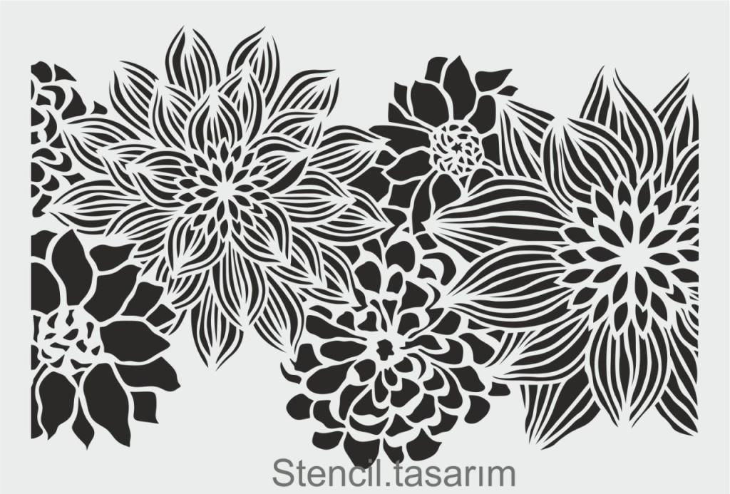 Çiçek Desen Stencil Şablon (21x30) F-158