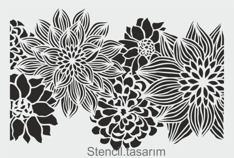 Çiçek Desen Stencil Şablon (21x30) F-158