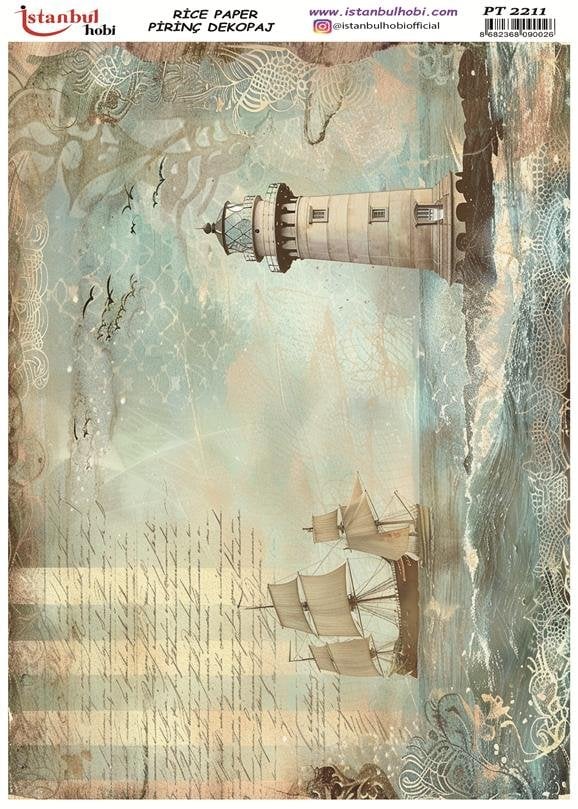 Pirinç Dekopaj Kağıdı 30x42cm PT-2211 Deniz Temalı