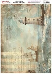 Pirinç Dekopaj Kağıdı 30x42cm PT-2211 Deniz Temalı