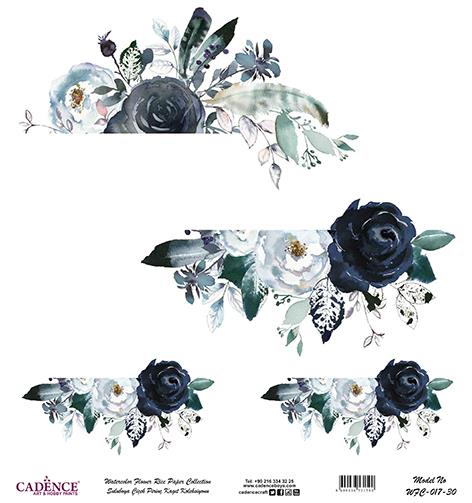 Sulu Boya Çiçek Pirinç Dekopaj Kağıdı - WFC-017