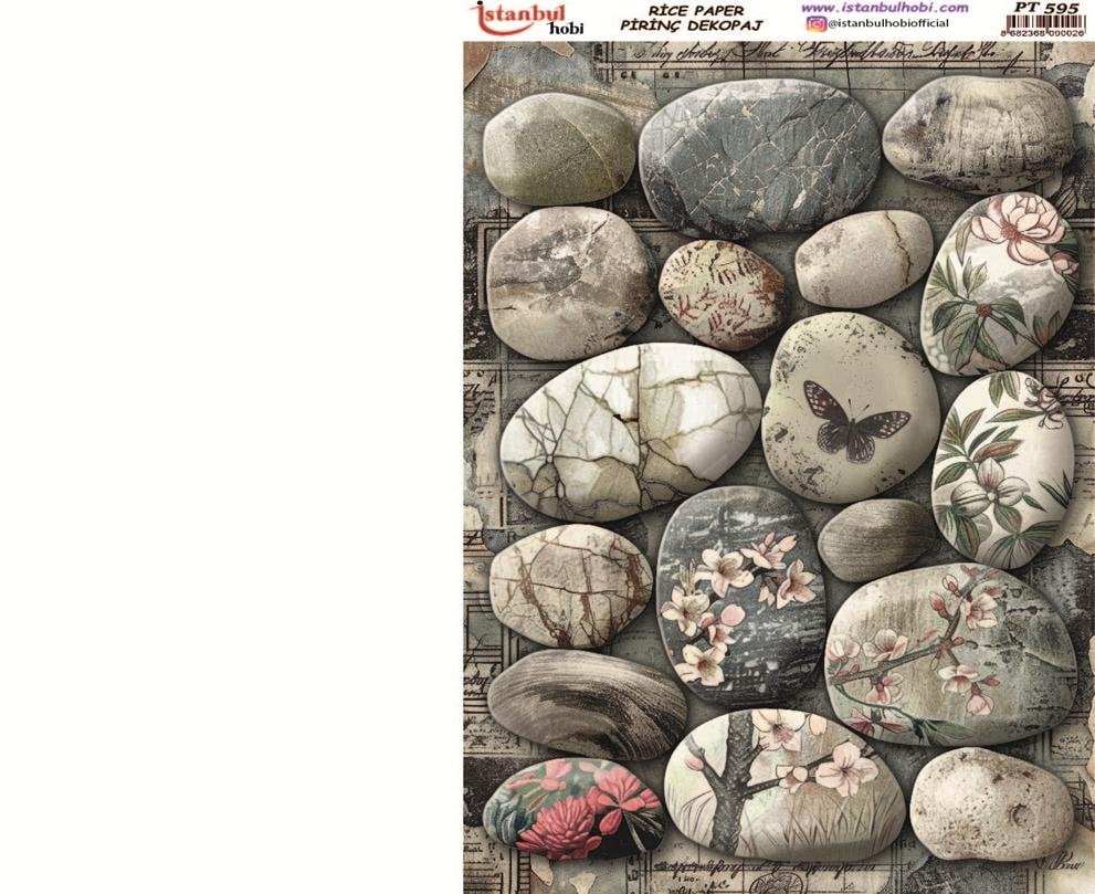 Pirinç Dekopaj Kağıdı 30x42cm PT-595 Deniz Taşları