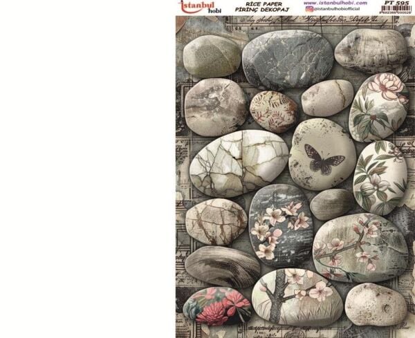 Pirinç Dekopaj Kağıdı 30x42cm PT-595 Deniz Taşları