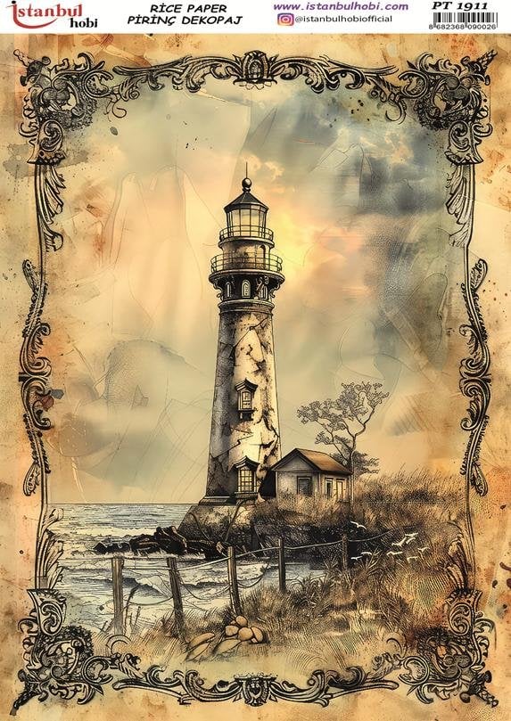 Pirinç Dekopaj Kağıdı 30x42cm PT-1911 Deniz Feneri