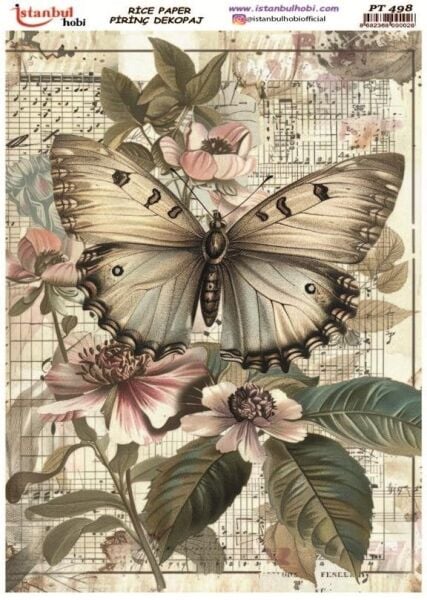 Pirinç Dekopaj Kağıdı 30x42cm PT-498 Kelebek