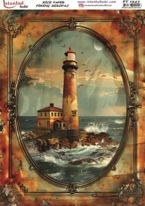 Pirinç Dekopaj Kağıdı 30x42cm PT-1943 Deniz Feneri