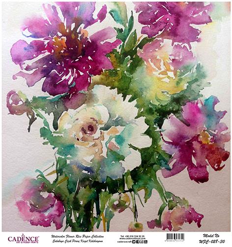 Sulu Boya Çiçek Pirinç Dekopaj Kağıdı - WFC-028