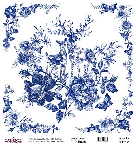 Dünyanın Mavi Tonları Pirinç Dekopaj Kağıdı - K-001