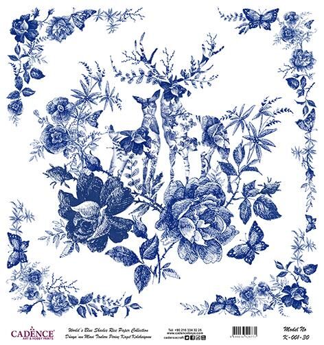 Dünyanın Mavi Tonları Pirinç Dekopaj Kağıdı - K-001