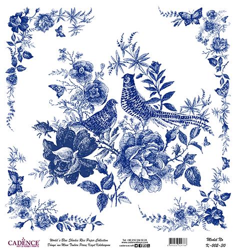 Dünyanın Mavi Tonları Pirinç Dekopaj Kağıdı - K-002