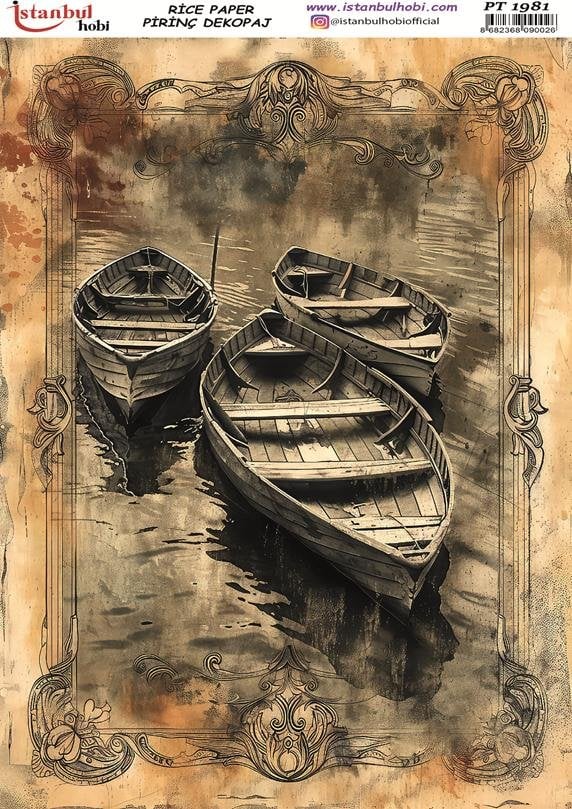 Pirinç Dekopaj Kağıdı 30x42cm PT-1981 Kayık Sandal