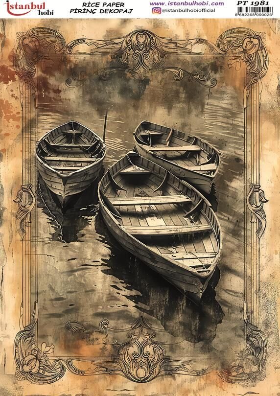 Pirinç Dekopaj Kağıdı 30x42cm PT-1981 Kayık Sandal