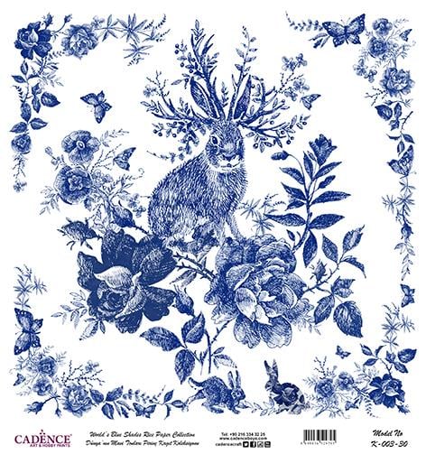 Dünyanın Mavi Tonları Pirinç Dekopaj Kağıdı - K-003