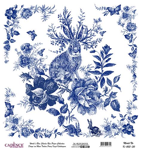 Dünyanın Mavi Tonları Pirinç Dekopaj Kağıdı - K-003