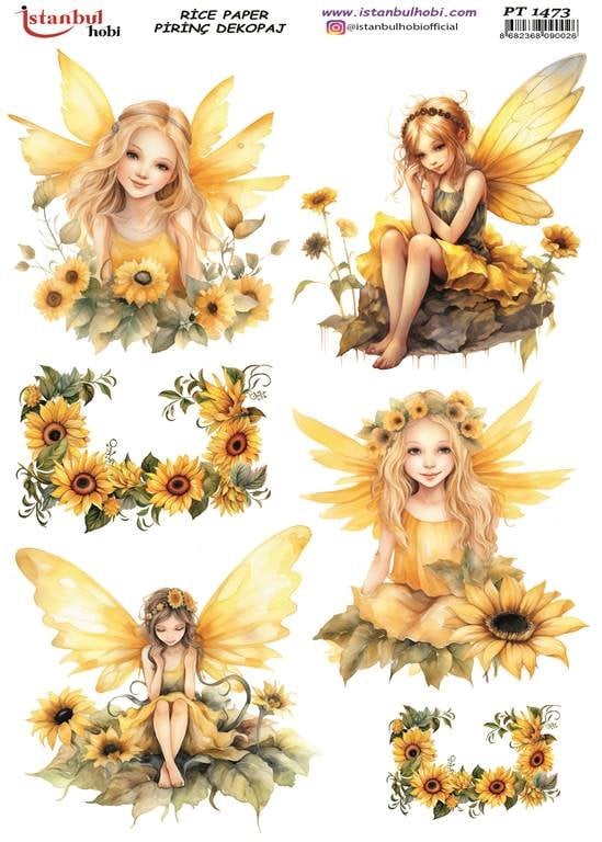 Pirinç Dekopaj Kağıdı 30x42cm PT-1473 Kelebek Kız