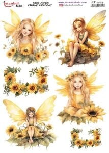Pirinç Dekopaj Kağıdı 30x42cm PT-1473 Kelebek Kız
