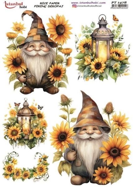 Pirinç Dekopaj Kağıdı 30x42cm PT-1478 Ayçiçekli Cüce
