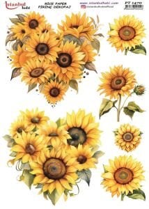 Pirinç Dekopaj Kağıdı 30x42cm PT-1470 Ayçiçeği