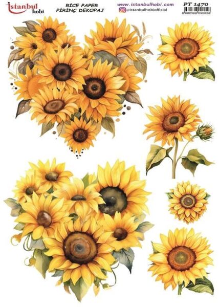 Pirinç Dekopaj Kağıdı 30x42cm PT-1470 Ayçiçeği