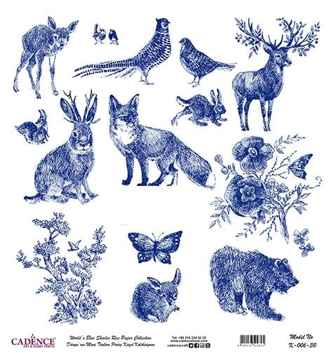 Dünyanın Mavi Tonları Pirinç Dekopaj Kağıdı - K-006