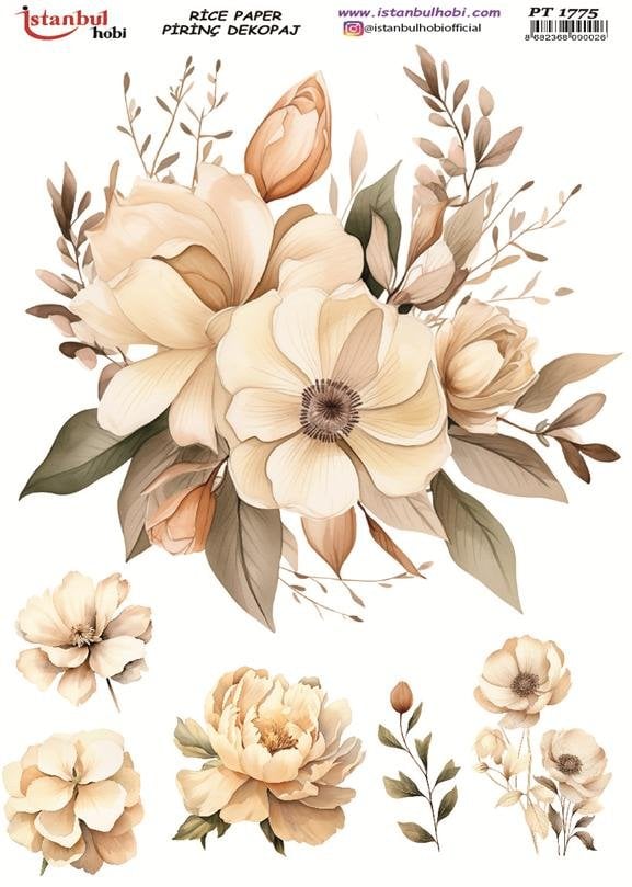 Pirinç Dekopaj Kağıdı 30x42cm PT-1775 Çiçekler