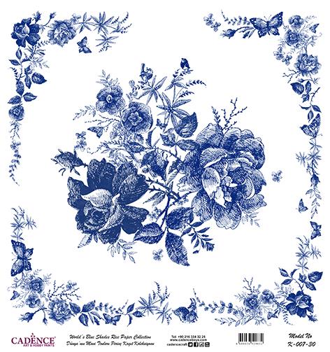 Dünyanın Mavi Tonları Pirinç Dekopaj Kağıdı - K-007