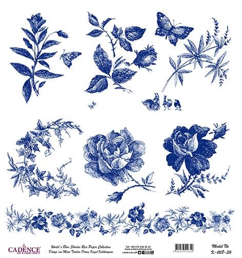 Dünyanın Mavi Tonları Pirinç Dekopaj Kağıdı - K-008