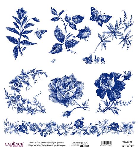 Dünyanın Mavi Tonları Pirinç Dekopaj Kağıdı - K-008