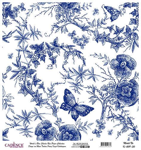 Dünyanın Mavi Tonları Pirinç Dekopaj Kağıdı - K-009