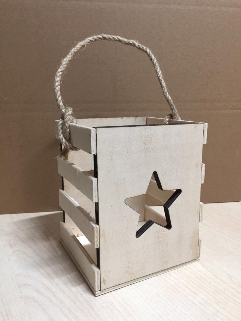 Dekoratif Yıldızlı Ahşap Mumluk YB-115 (14x11x11)
