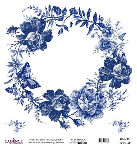 Dünyanın Mavi Tonları Pirinç Dekopaj Kağıdı - K-011