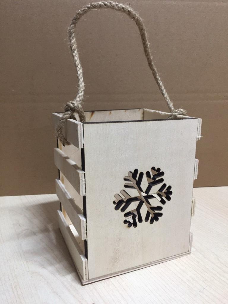 Dekoratif Kartanesi Ahşap Mumluk YB-116 (14x11x11)