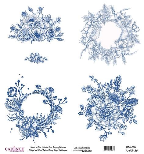 Dünyanın Mavi Tonları Pirinç Dekopaj Kağıdı - K-013