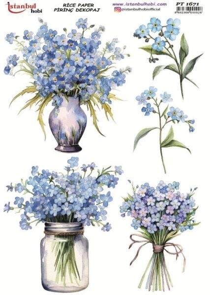 Pirinç Dekopaj Kağıdı 30x42cm PT-1671 Çiçekler