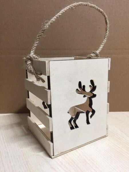 Dekoratif Geyik Ahşap Mumluk YB-118 (14x11x11)