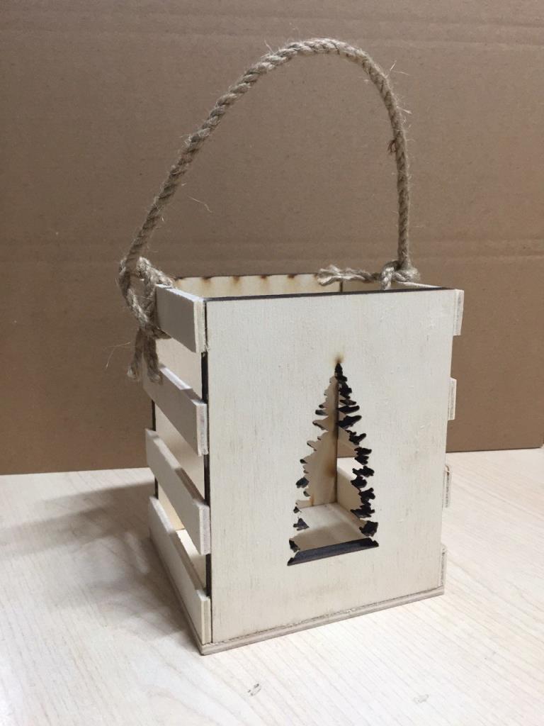 Dekoratif Çam Ağacı Ahşap Mumluk YB-119 (14x11x11)