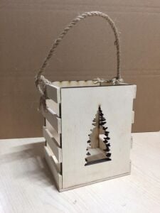Dekoratif Çam Ağacı Ahşap Mumluk YB-119 (14x11x11)
