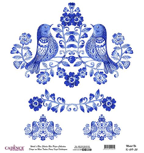 Dünyanın Mavi Tonları Pirinç Dekopaj Kağıdı - K-019