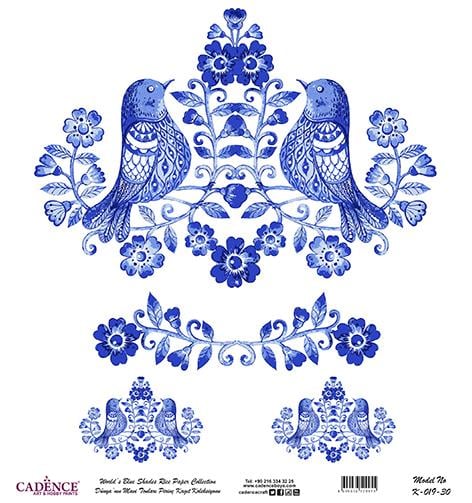 Dünyanın Mavi Tonları Pirinç Dekopaj Kağıdı - K-019