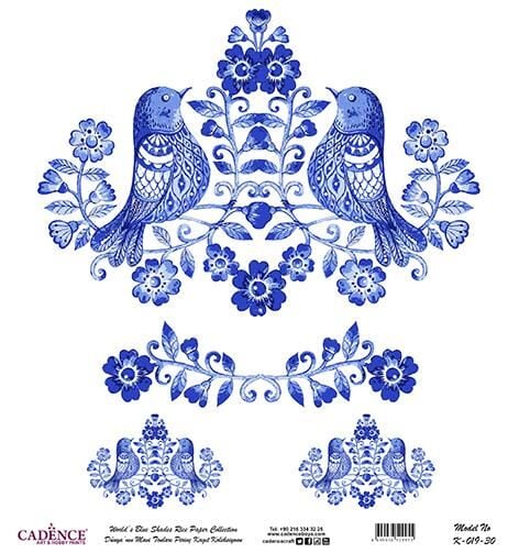 Dünyanın Mavi Tonları Pirinç Dekopaj Kağıdı - K-019