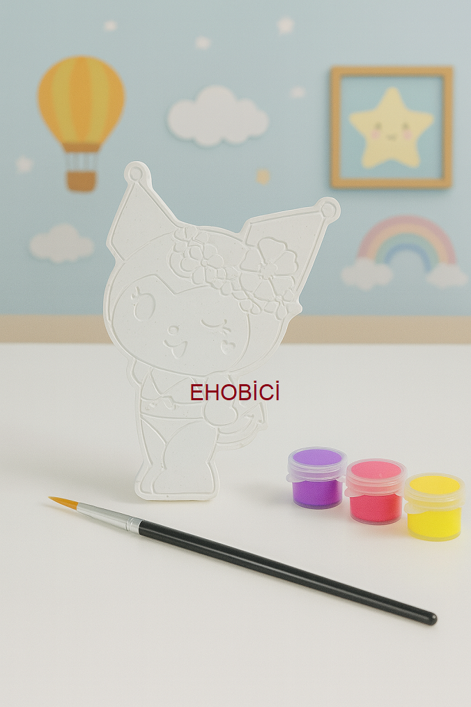 Ehobici Taş Boyama Seti Kuromi 3 Renk Akrilik Boya 5ml + Fırça